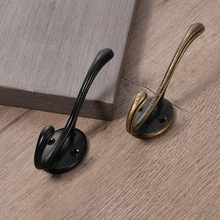 仿古橱柜衣柜衣钩厨房浴室墙装单钩家具衣帽挂钩锌合金黑色