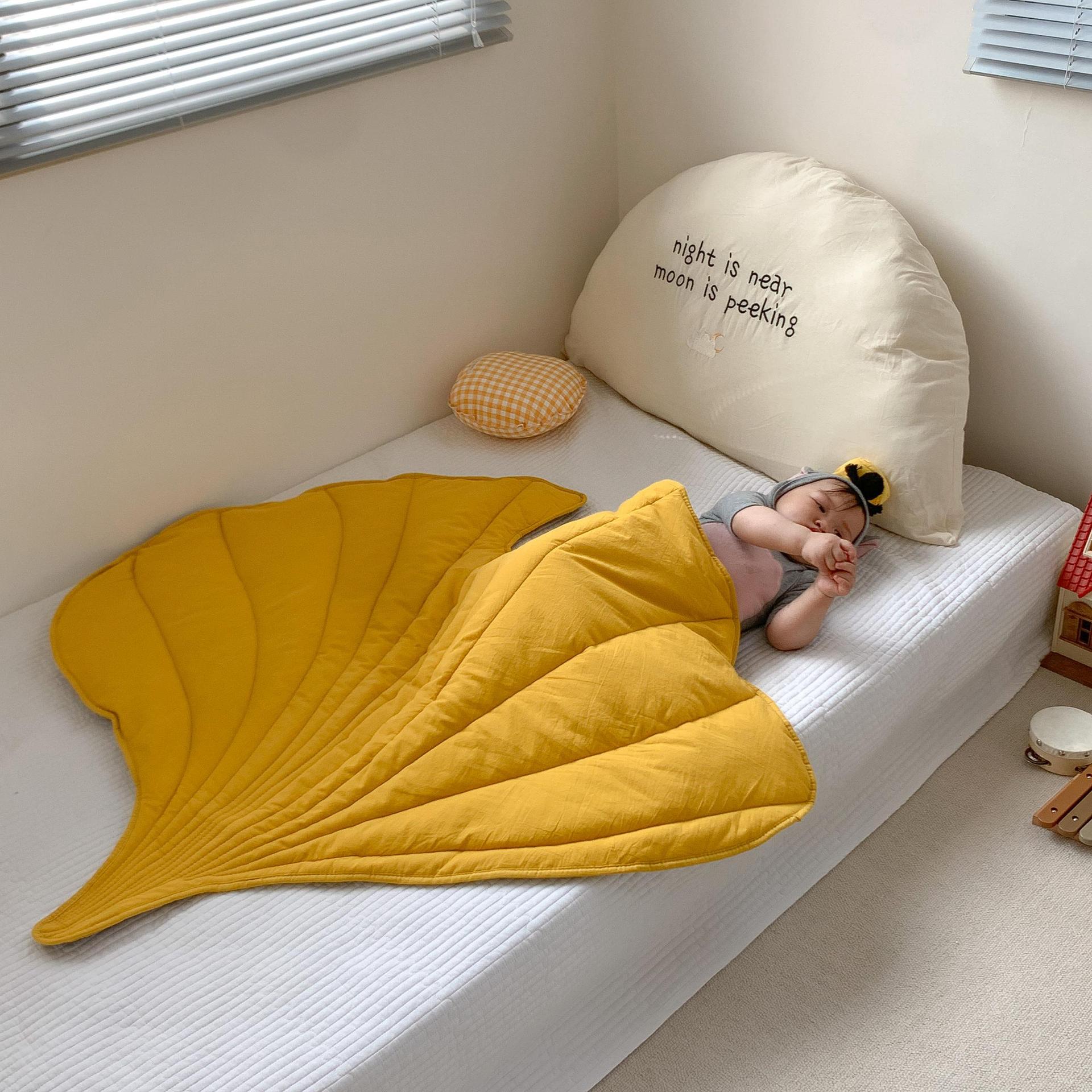 2022 New Style Leaf Crawling Mat Creative Leaf Children's Crawling Mat Pure Cotton Blanket Lunch Break Small Quilt Mat