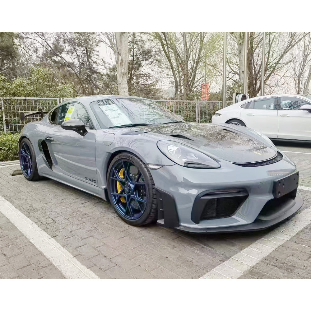Suitable for Porsche 718 982 Cayman Boxster Modification to Gt4 Wide-Body Kit, Front Bumper, Rear Wing, Hood, and Fenders