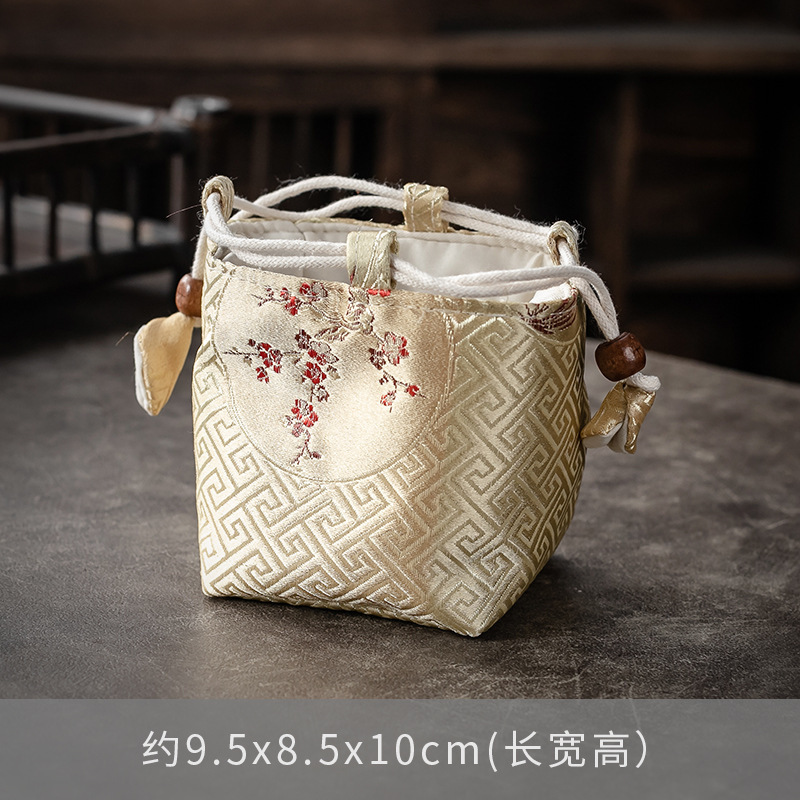 Bolsa de almacenamiento de taza única maestra bolsa de taza maestra taza de té portátil taza de construcción bolsa de tela con cordón de algodón y lino bolsa de tela juego de té