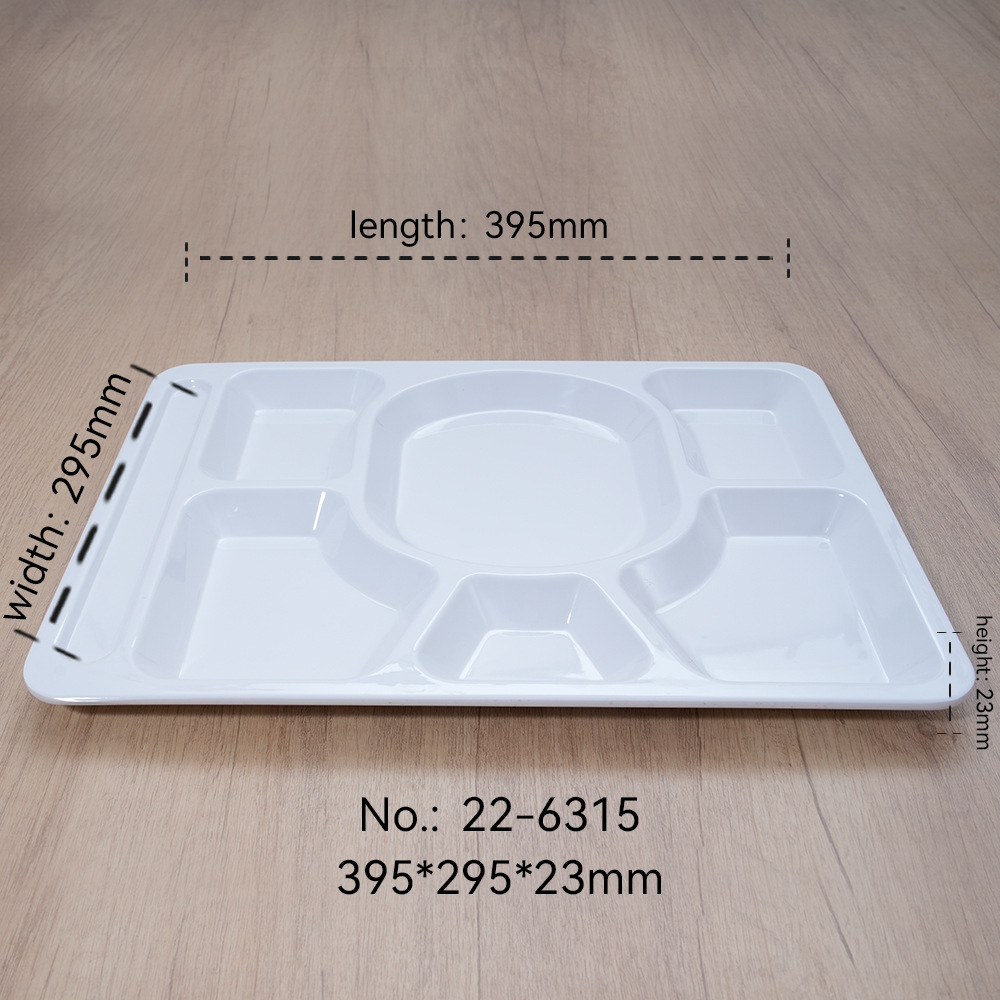 Plato de comidas rápidas de melamina blanca multiplate de plástico de porcelana imitación para comedor escolar de cuatro placas y seis placas personalizadas