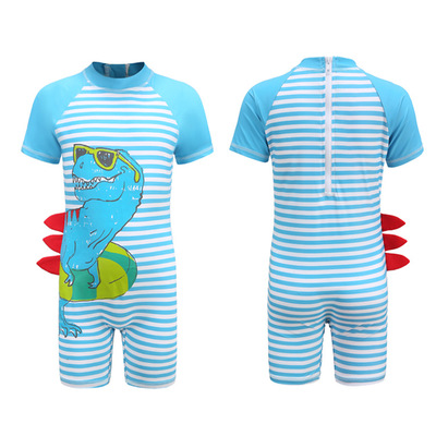 children Swimsuit men and women boy baby Chinese child Swimming suit Sunscreen Conjoined Swimwear suit Short sleeved bathing cap