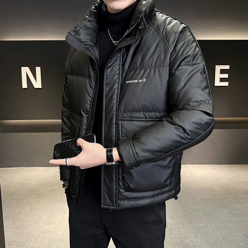 겨울 다운 재킷 2025년 신상 트렌디 브랜드 멋진 두꺼운 남성용 가벼운 짧은 스타일 스탠드 칼라 겨울 코트 남성용