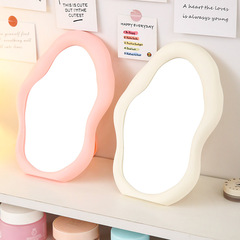ins風雲朵異形台式梳妝鏡創意網紅臥室桌面梳妝不規則法式裝飾鏡
