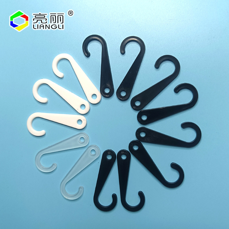 Transparent Question Mark Hook Small Plastic Hook Sock Flat Hook Packaging Black Question Mark Hook Gloves Hat Toy Hook Creative