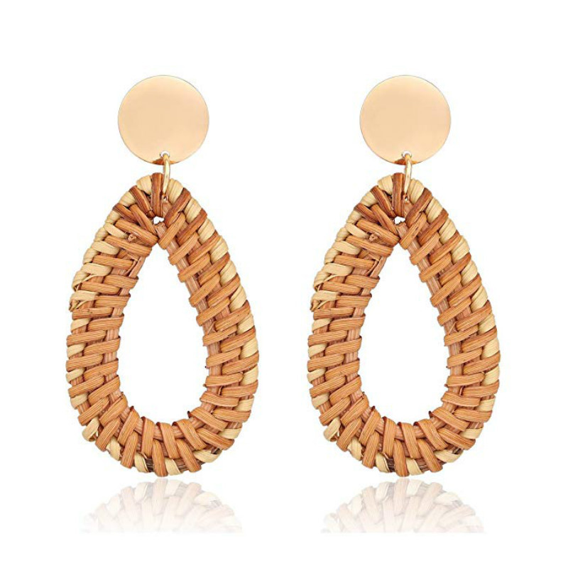 1 Pair Exaggerated Circle Sector Wood Handmade Women's Drop Earrings display picture 2