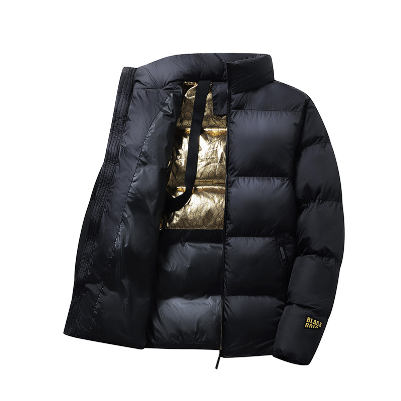 Veste en coton pour couple d'hommes en plumes ultra épaisses haut de gamme en or noir, combinaison à capuche moins 40 résistante au froid, épaissie et_voghion.com