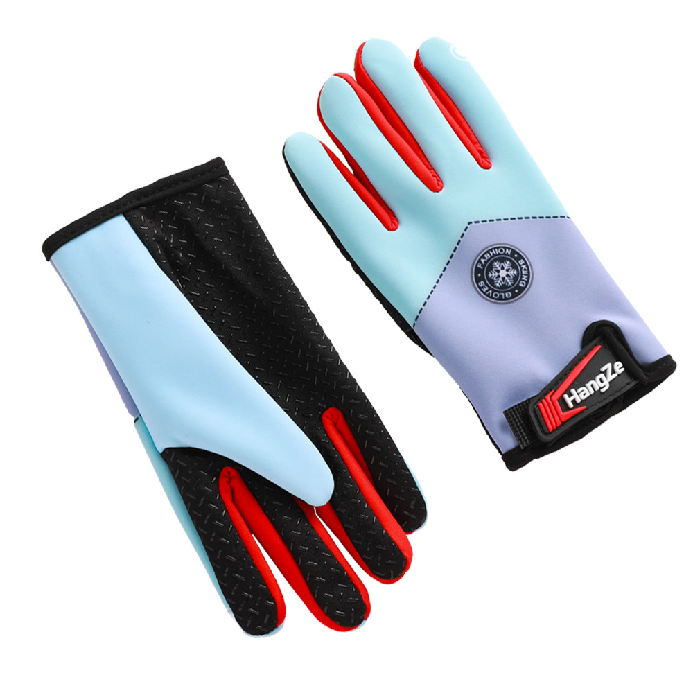 Guantes para niños otoño y invierno más terciopelo caliente estudiantes, niños y niñas gruesos guantes a prueba de viento para montar al aire libre a prueba de frío