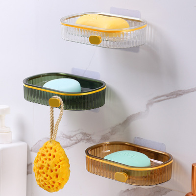 Light extravagance transparent soap Shower Room Soap Dish Drain shelf Punch holes Storage rack household TOILET Shelf soap box