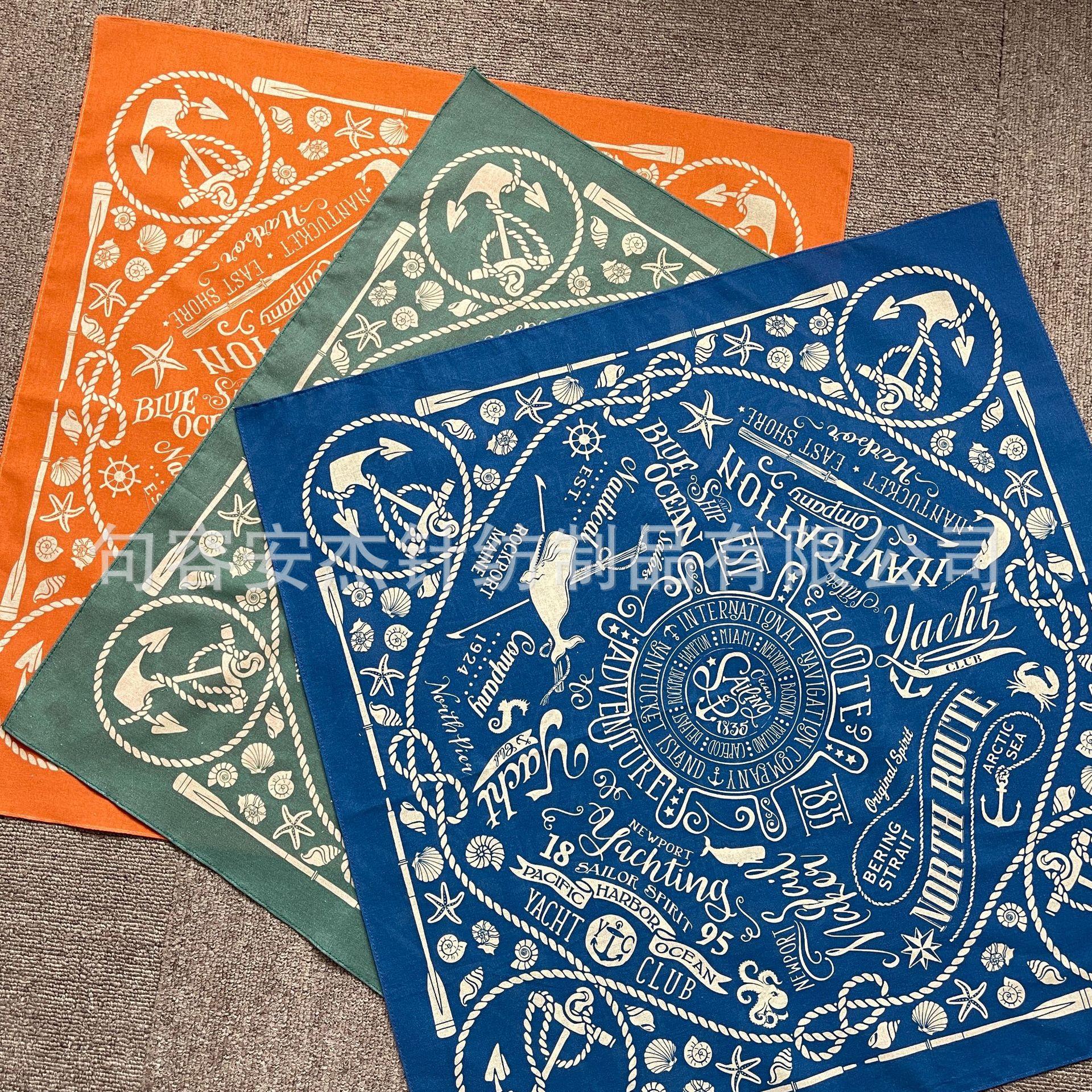 55x55CM cotton printed American retro sailor Marine anchor square scarf scarf scarf biker riding face towel