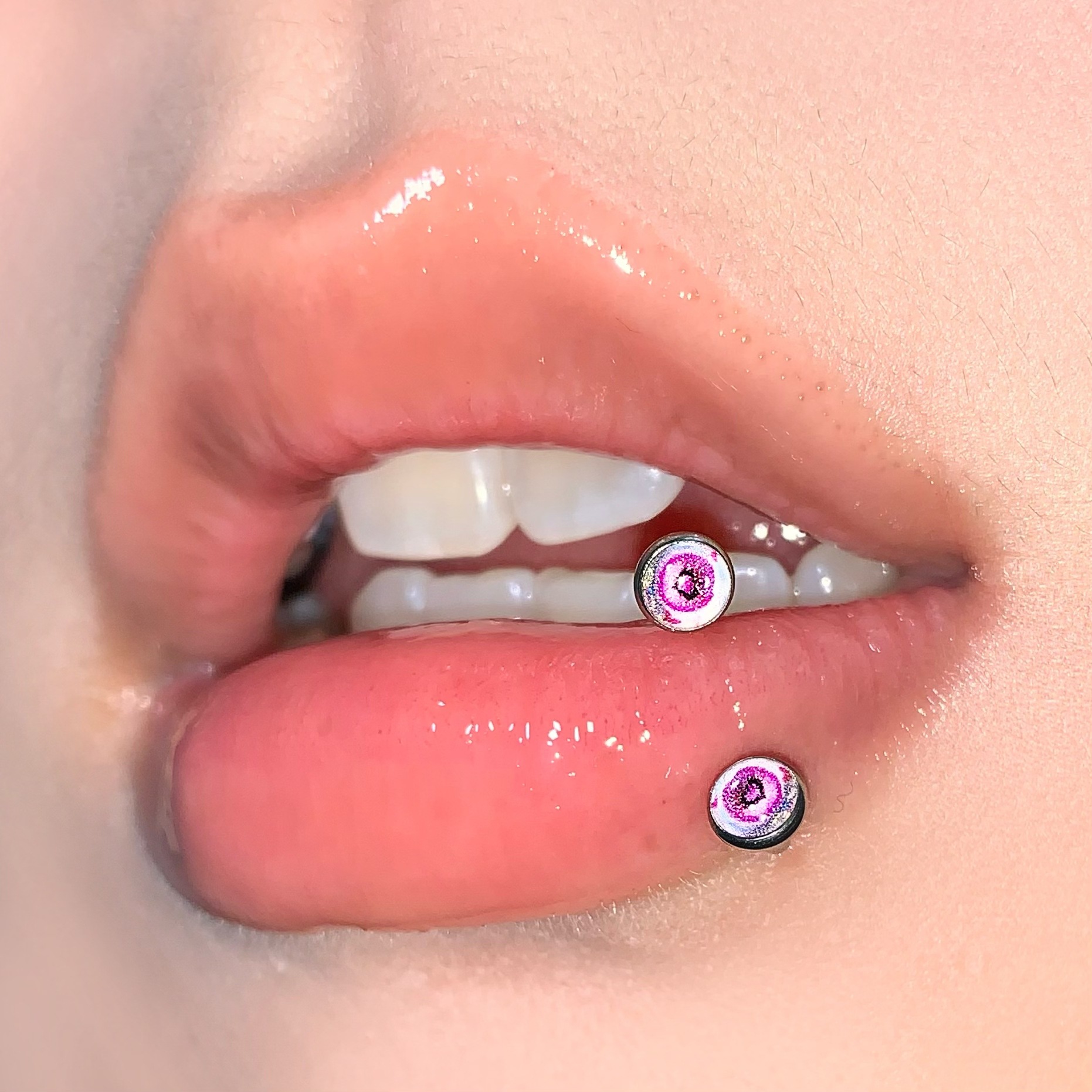 Labret stud lip piercing jewelry styling detail