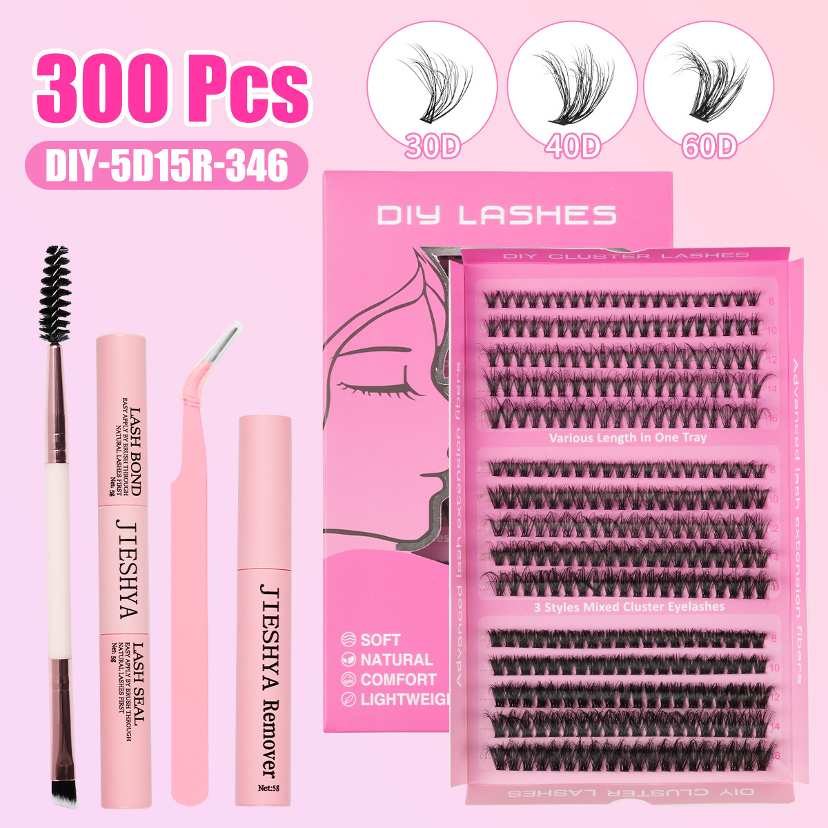 DIY pestañas falsas pestañas extensión set resi цы 30D / 60D fábrica de pestañas transfronterizas europeas y estadounidenses
