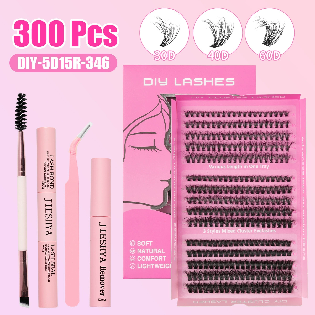 False Eyelash DIY Book, 640 pcs Clusters, 10D–40D Volume, Gift Box Kit