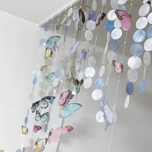 Shell Door Curtain No-Drill DIY Handmade Hanging Curtain Full Material Kit Xiaohongshu Ins Style Partition Curtain Screen