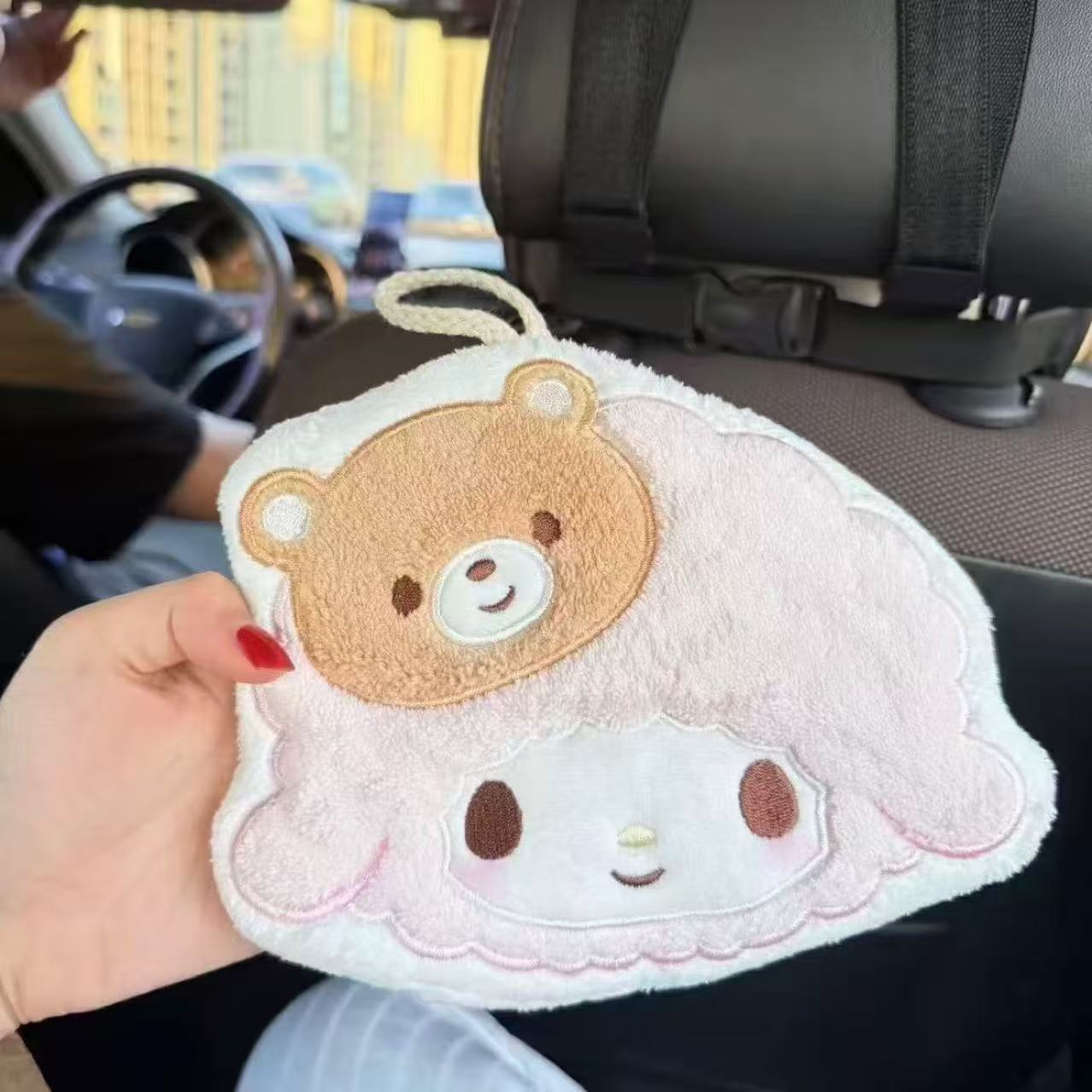 핑크 양 캐릭터 고리형 손닦는 수건 욕실 주방 핸드타월