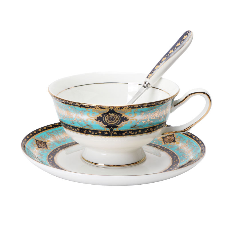 Taza de café de porcelana de lujo ligera europea de alta calidad exquisita de estilo británico set de té de la tarde tazas y platos caja de regalo al por mayor