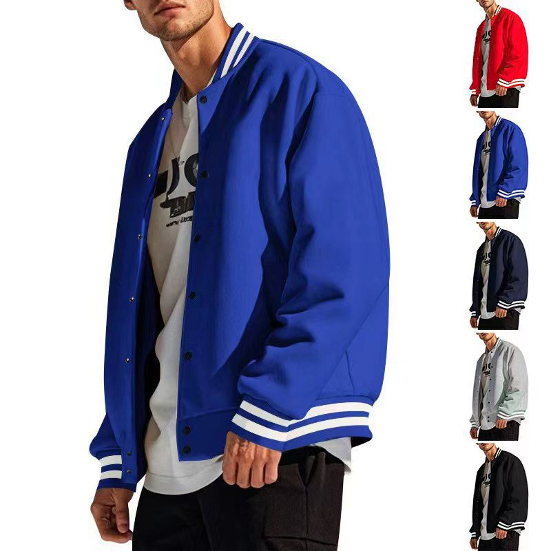 Cross-Border Foreign Trade Autumn and Winter American Style Stand-Up Collar Baseball Uniform Trousers Plus Velvet Casual Jacket Men's Loose Sports Suit Men Cross-Border Foreign Trade Autumn and Winter American Style Stand-Up Collar Baseball Uniform Trousers Plus Velvet Casual Jacket Men's Loose Sports Suit Men