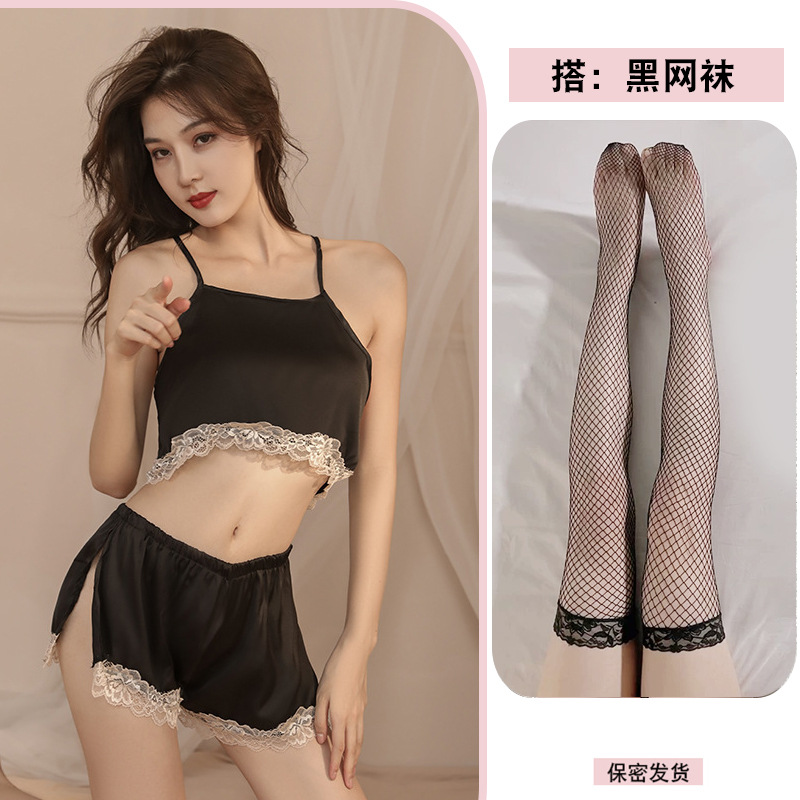 블랙 + 블랙 망사 스타킹