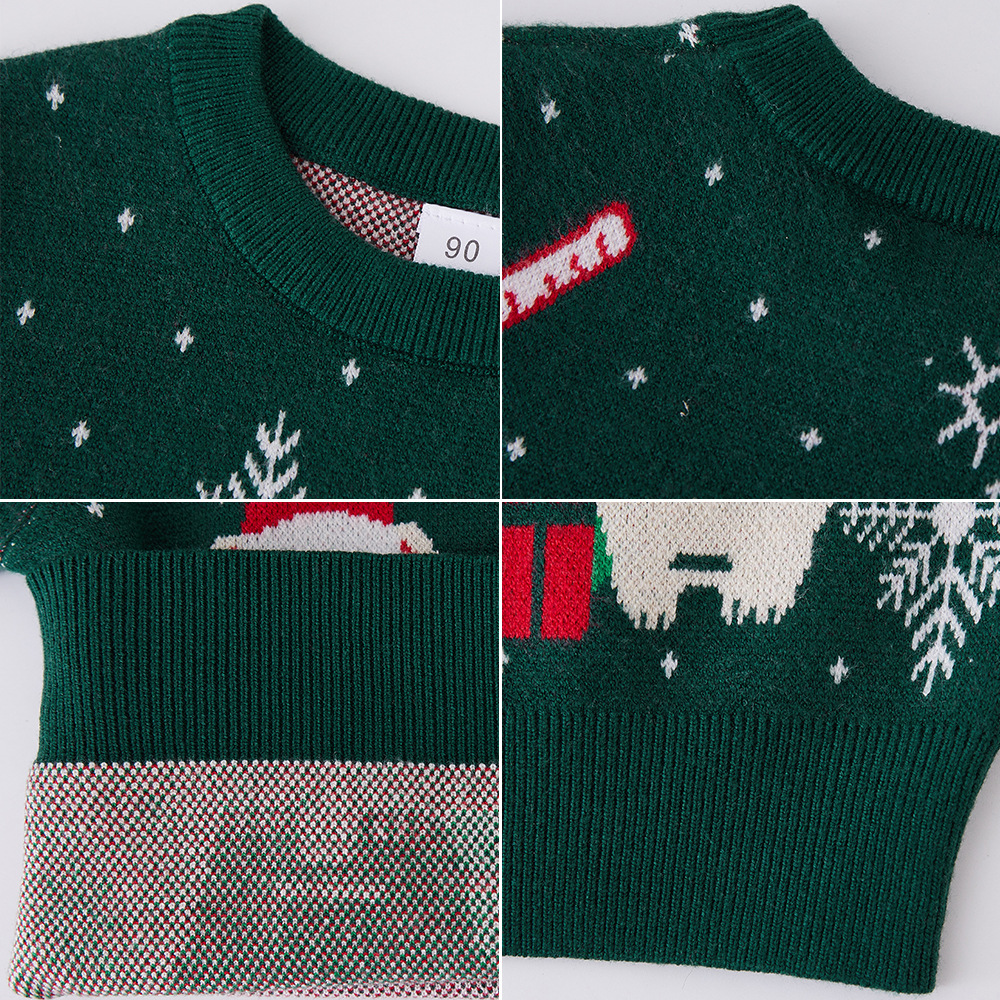 Navidad 2023 Otoño e Invierno jacquard suéter para niños cuello redondo Jersey niños y niñas suéter de fondo entrega de una pieza