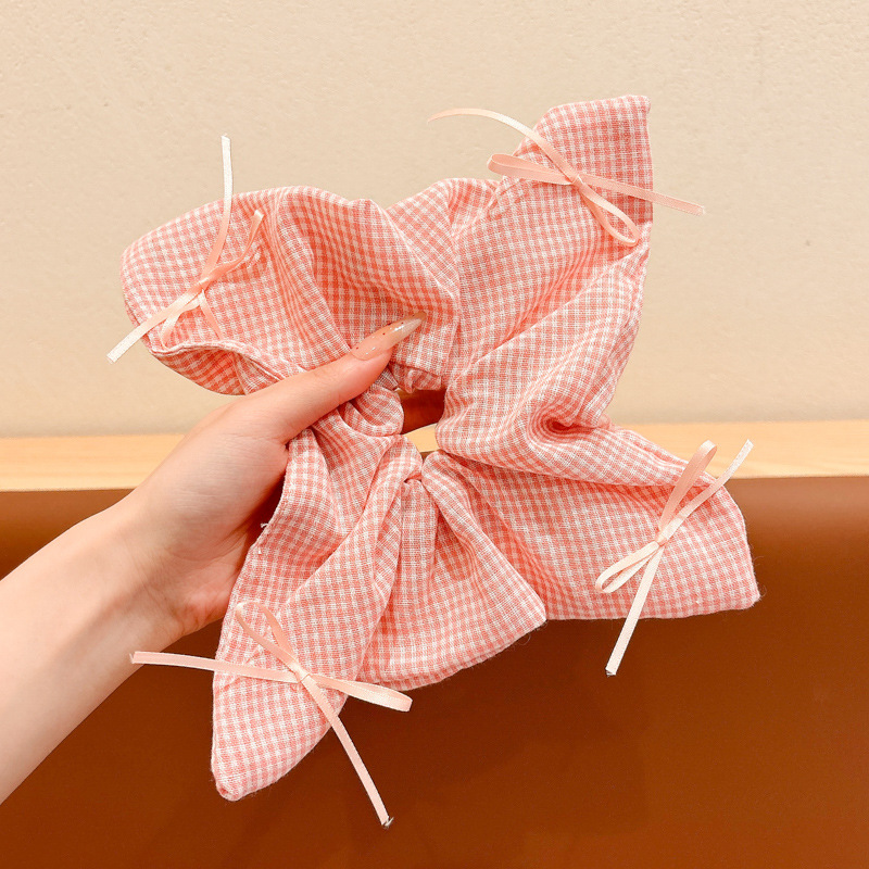 Mori dulce toallas cuadradas anillo de cabello primavera y verano arco de color cuerda de cabeza de flores trituradas mujeres 2025 nueva cuerda de cabello intestino grande