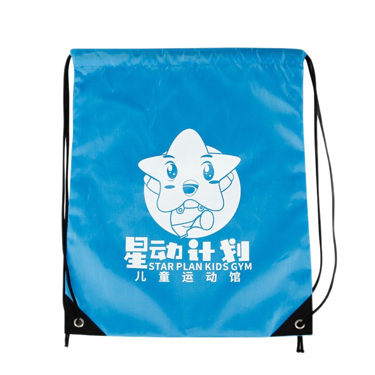 En stock 210D bolsa de cordón de poliéster impreso logo clase de entrenamiento maratón mochila bolsa de tela Oxford bolsa de cordón publicitario