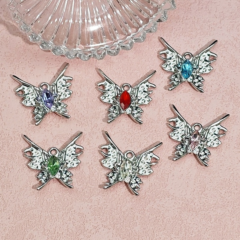 電気泳動 UV 高色保持バタフライペンダントコレクションダイヤモンド合金アクセサリー diy アクセサリーイヤリングネックレスペンダント素材|undefined