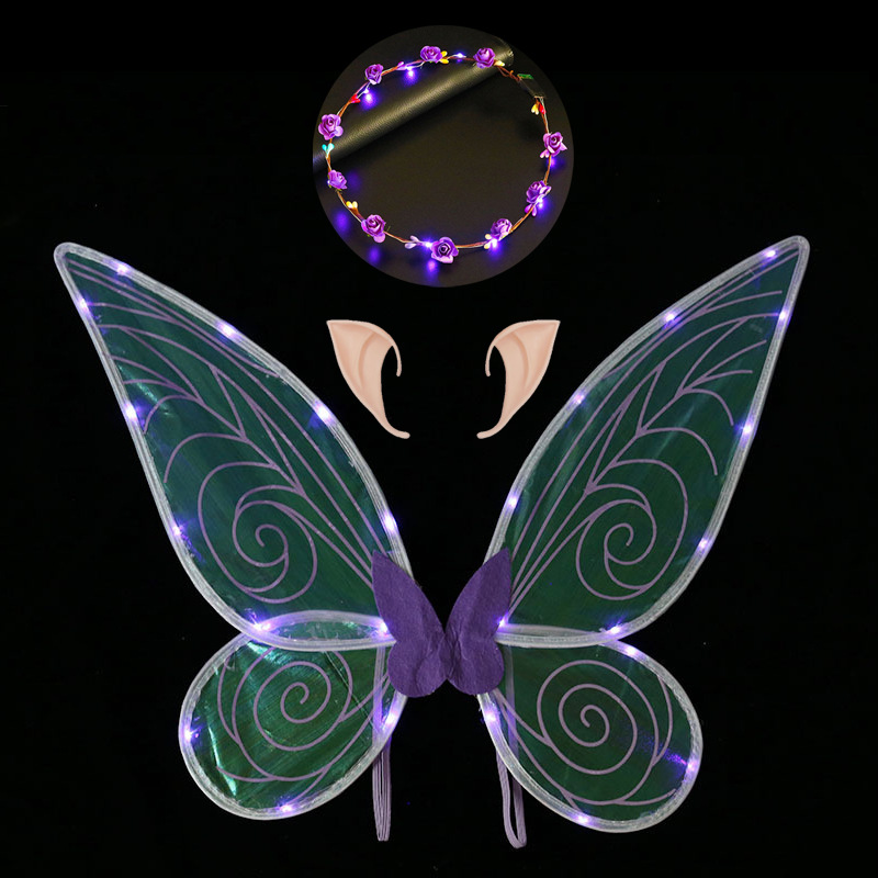 Navidad Nuevo estilo de emisión de luz ELF alas fiesta de vacaciones con flash mariposa Halloween accesorios de rendimiento para niños