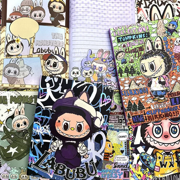 New Graffiti Cloth A5 Color Page Notebook Hardcover Notebook Cute Cartoon Journal Student Color Page Notepad
