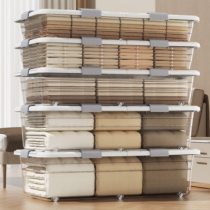 Under-The-Bed Storage Box Transparent Plastic Box Pulley Storage Box Clothing Storage Box Sofa Under-Bed Storage Box Under-Bed Box