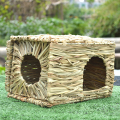 New Foldable Grass Weaving Rabbit Supply Cage Hideaway House Woven Grass Nest Home Rabbit Cage Hamster Gerbil Cage Rabbit Cage