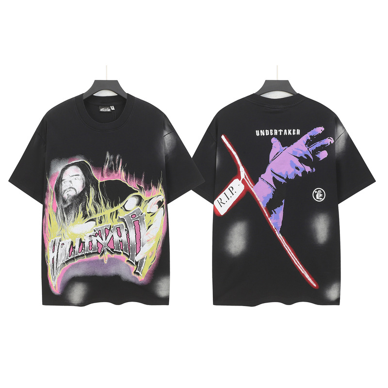 クロスボーダー Hellstar Tシャツ 2025年夏 欧米トレンドブランド レタープリント ゆったり半袖Tシャツ 男女兼用|undefined