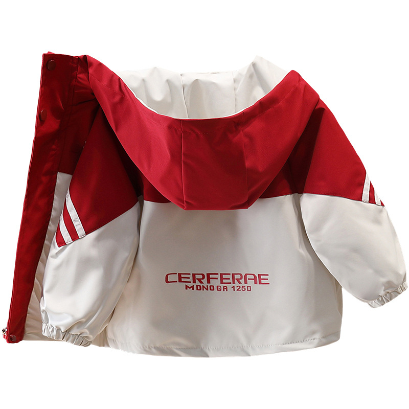 7665 ropa para niños chaqueta de primavera para niños 2025 nueva gabardina con capucha para niños ropa de primavera y otoño color a juego ropa de moda primavera
