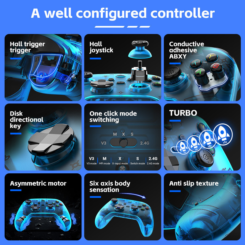 G 6半透明Switch2ゲームハンドルbluetoothホールレバーリニア振動体感android iOSコストパフォーマンス|undefined