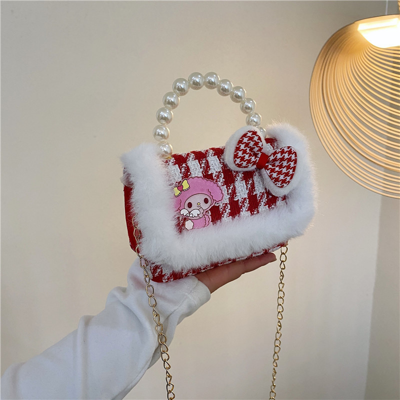 Mochila de niños estilo extranjero princesa perla de viento pequeño cambio bolso de hombro de niña encantadora