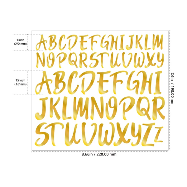1+1.5 inch bright gold letter sticker-G2