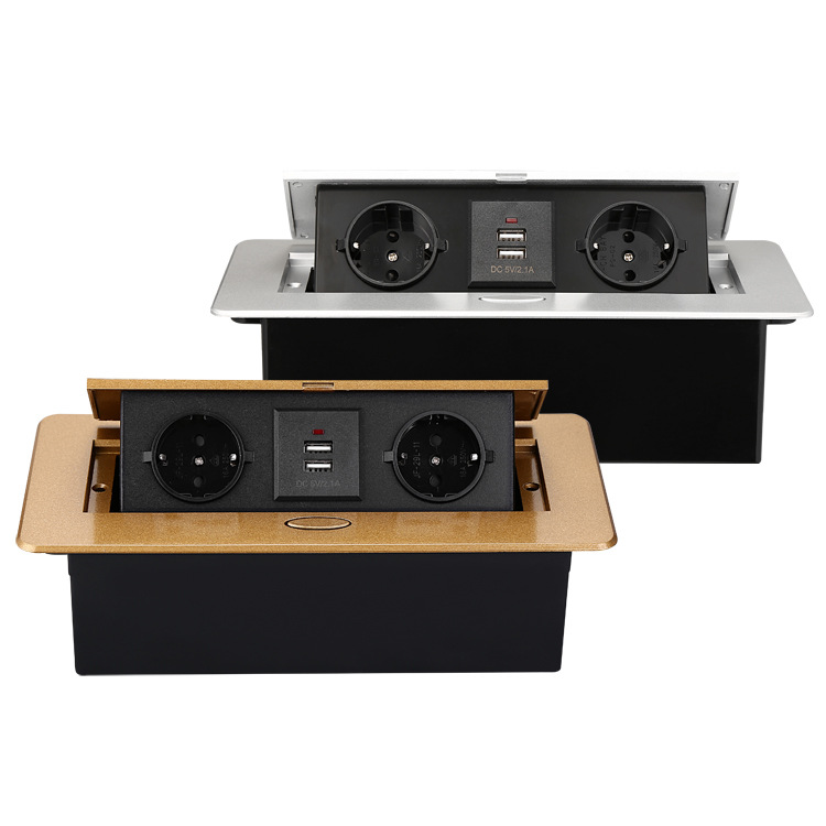 深灰土豪金色彈起EU沙特印尼電源多媒體桌面插座跨境USB充電插座