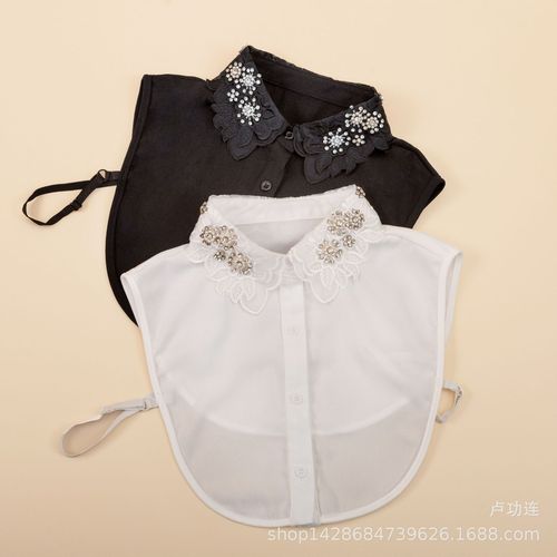Korean Cute Shirt Collar Rhinestone Decorated Fake Collar Best Selling Women’s Spring and Summer Lace Versatile Fake Collar