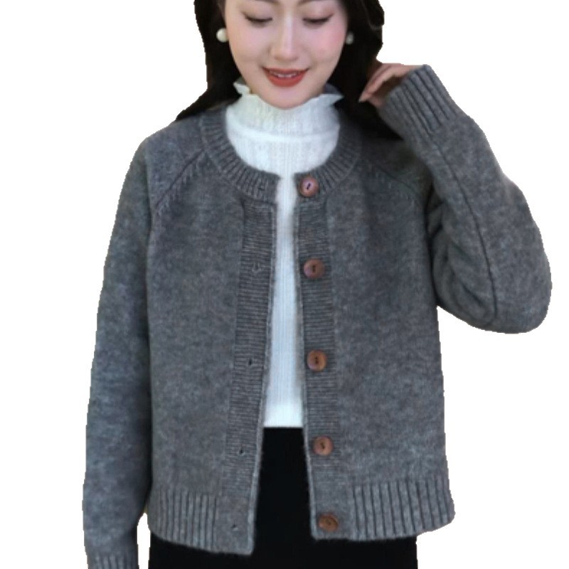 时尚洋气针织衫毛衣外套女装2025春秋新款小个子宽松显瘦长袖上衣|undefined