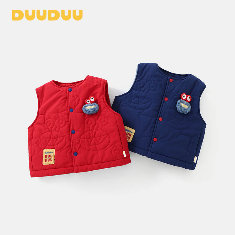 DUUDUU New Year Children's Quilted Vest Outerwear Chinese Style Baby Sleeveless Top Autumn and Winter Red Baby Vest