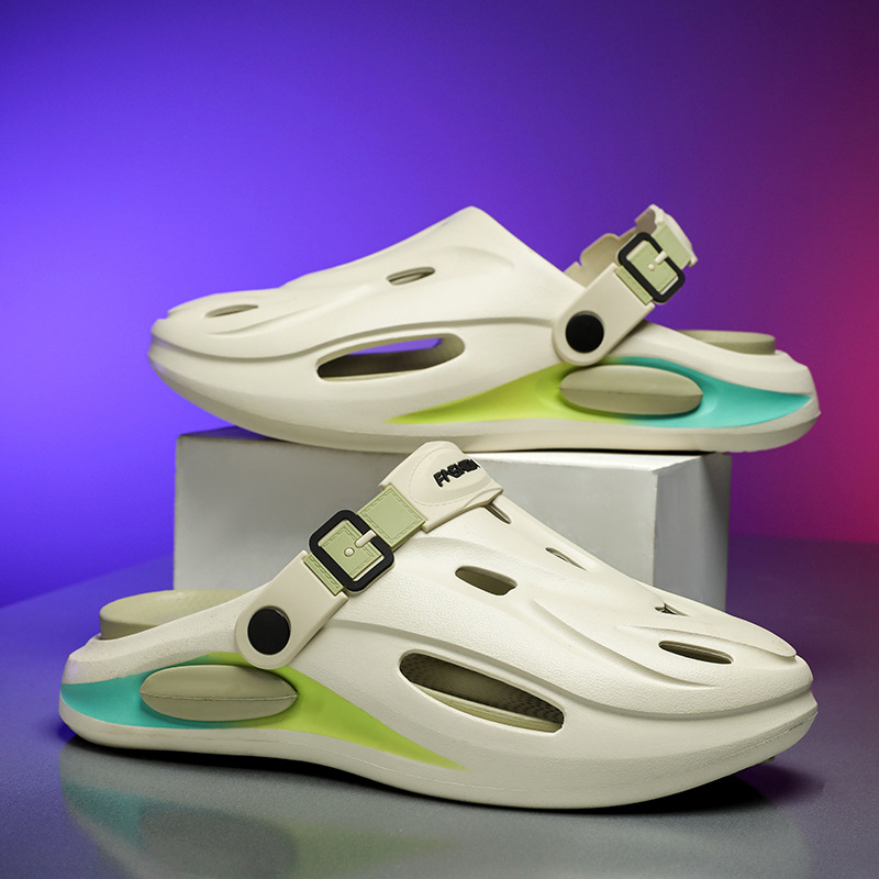 Primavera y verano cómodas sandalias de hombre de uso exterior de playa de coco hogar casual perezoso transpirable multicolor zapatos planos