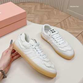 高定2024新款美式复古德训鞋流苏帆布运动鞋走秀款阿甘鞋小白鞋