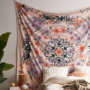 The wallpaper of the Indian mandala, the flower hanging on the wall, the psychedelic wallpaper, the decoration hanging on the wall,