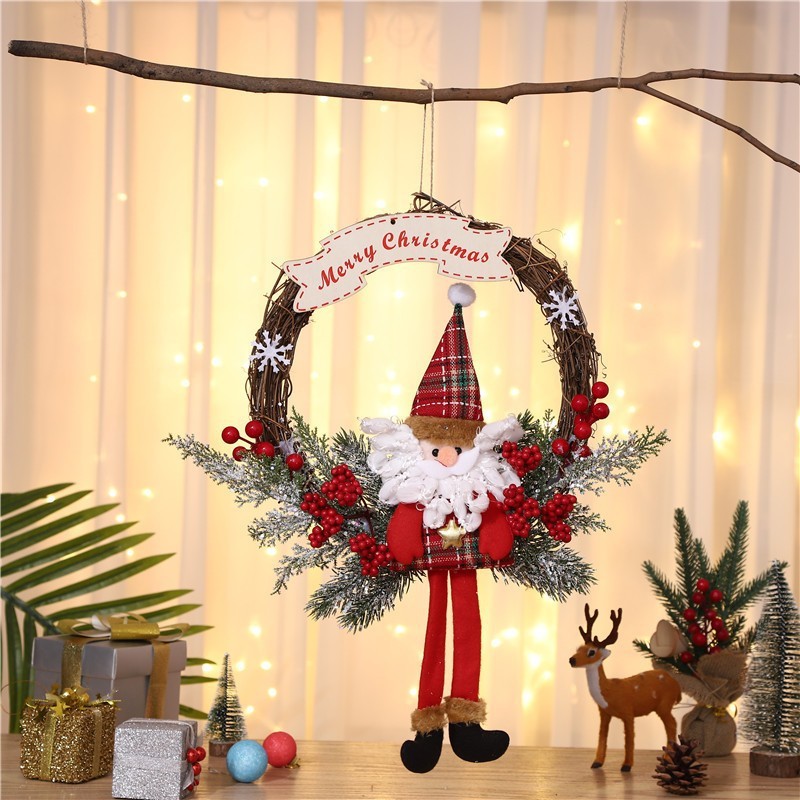 国境を越えた新しいクリスマス装飾花輪クリスマスガーランドホテルショッピングモール装飾ドア吊り松葉装飾品|undefined