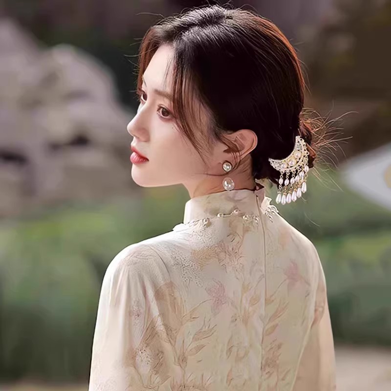 Nuevo estilo antiguo chino en forma de U pinzas de cabello de mujer cabeza de bola de cabeza cabeza artefacto de cabello de borde paso de cabello de cabello de tocado