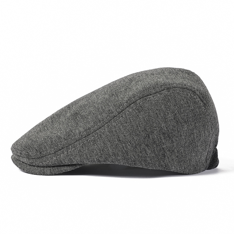 Unisex Solid color simple wool cap men and women's forward hat beret_voghion.com
