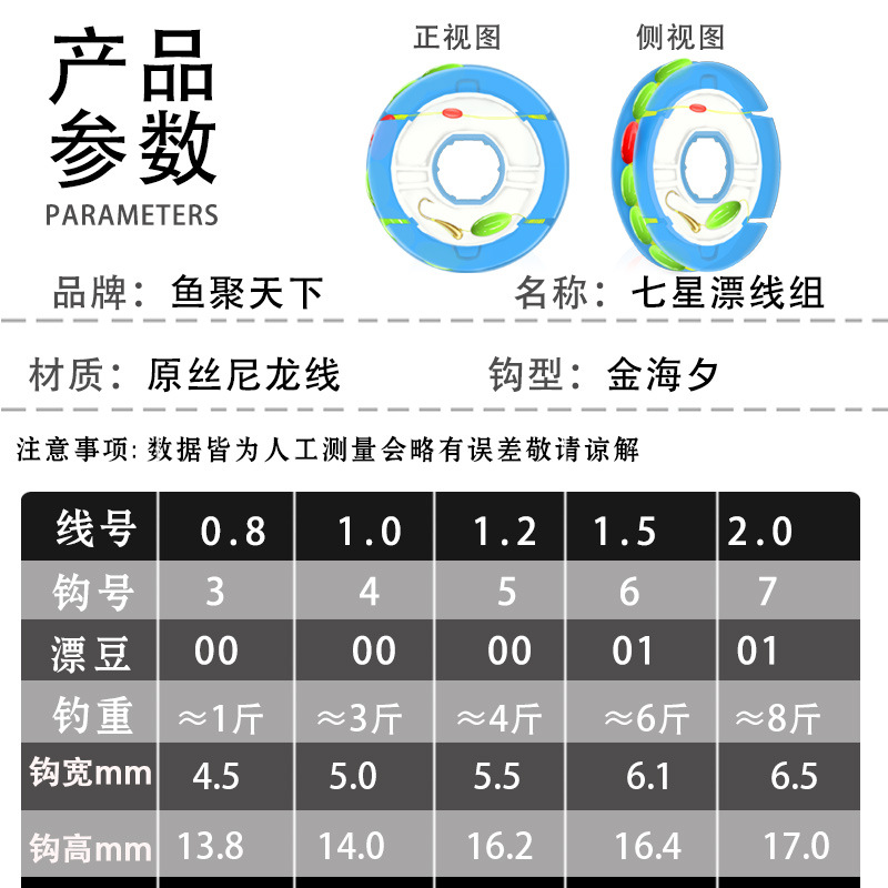 Hanfu Copperhead Chao Tianhook Line Group Seven Star Float Line Components Copperhead Fish Line Line Group Wholesale