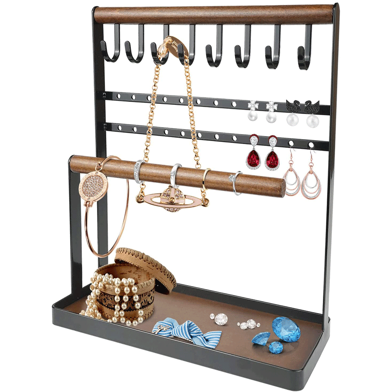 欧式铁艺首饰架桌面多层珠宝分类展示架耳环项链手镯饰品收纳挂架
