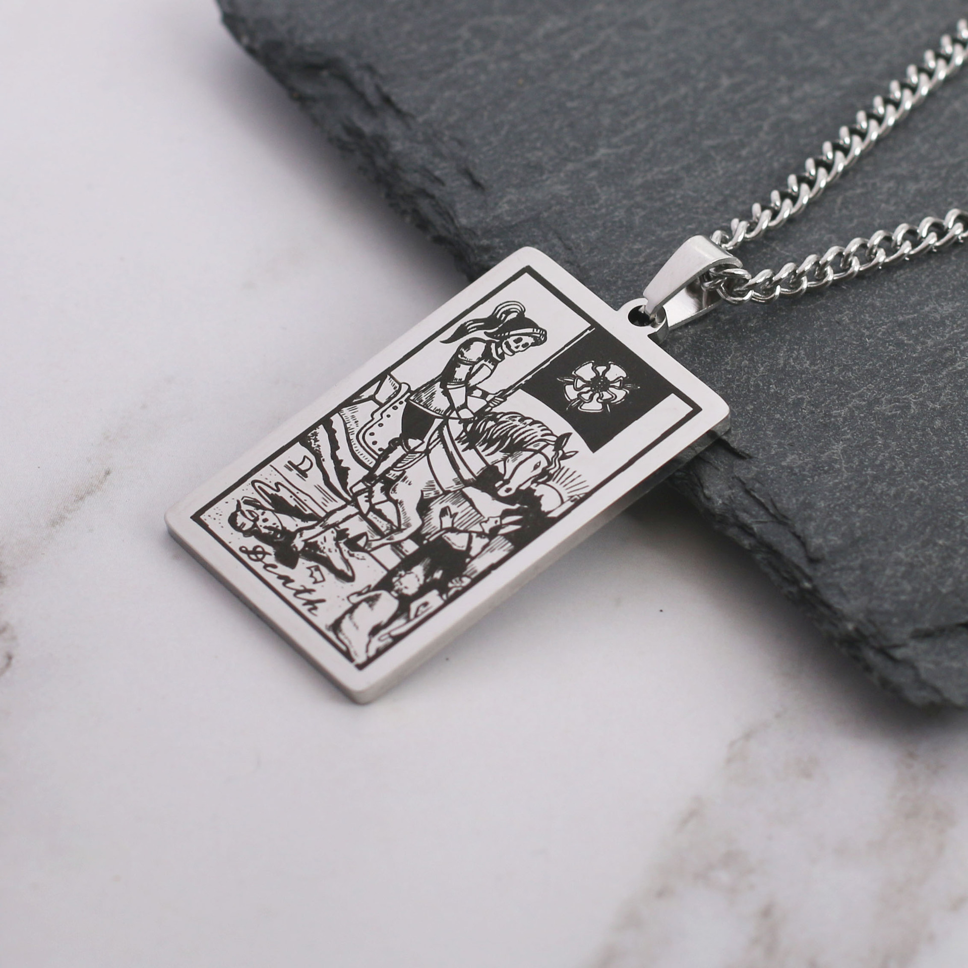 Retro Tarot Stainless Steel Titanium Steel Plating Necklace display picture 5