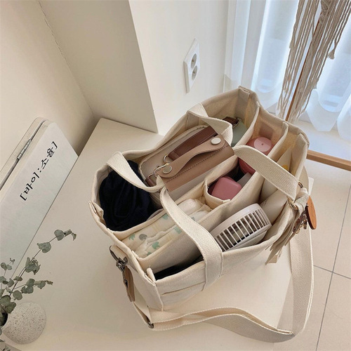 Korean Instagram mom's bag fashionable multi-functional maternity single shoulder crossbody bag hand-held canvas baby carriage mother bag