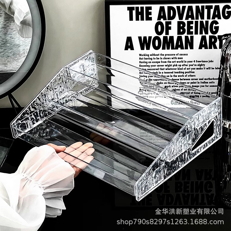 Cosmetic Storage Box Transparent Acrylic Nail Polish Display Stand Perfume Storage Rack Widened Three-Layer Storage Rack